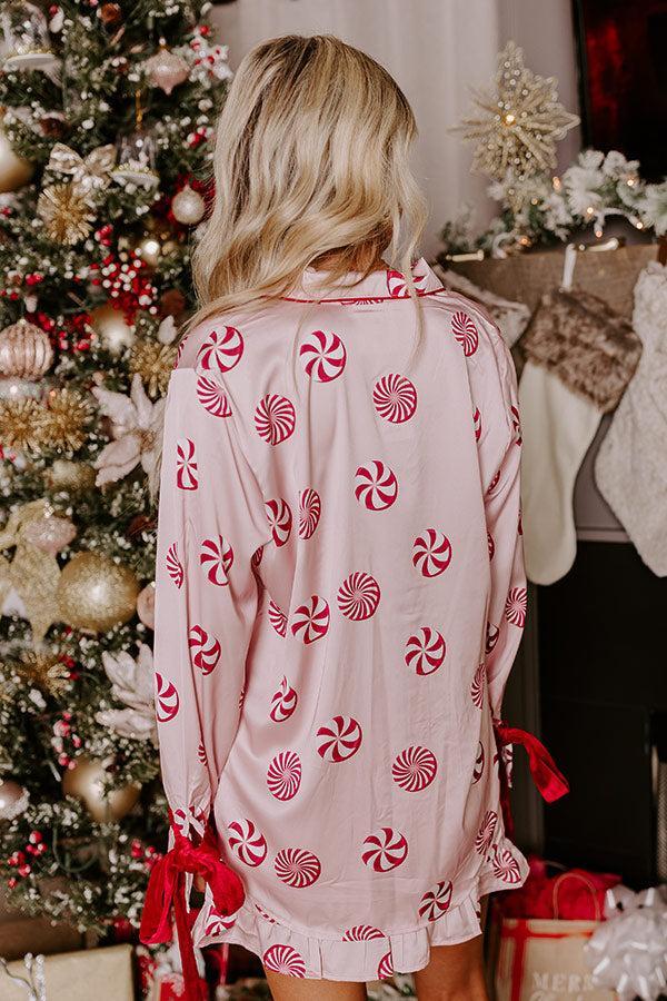 Peppermint Kisses Satin Pajama Top Product Image