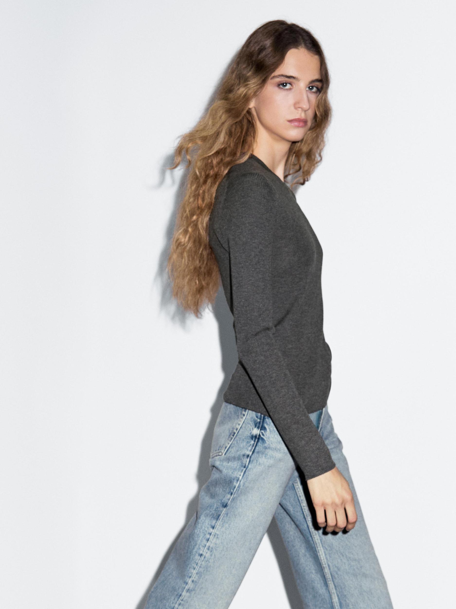 Ribbed knit wool blend sweater Product Image