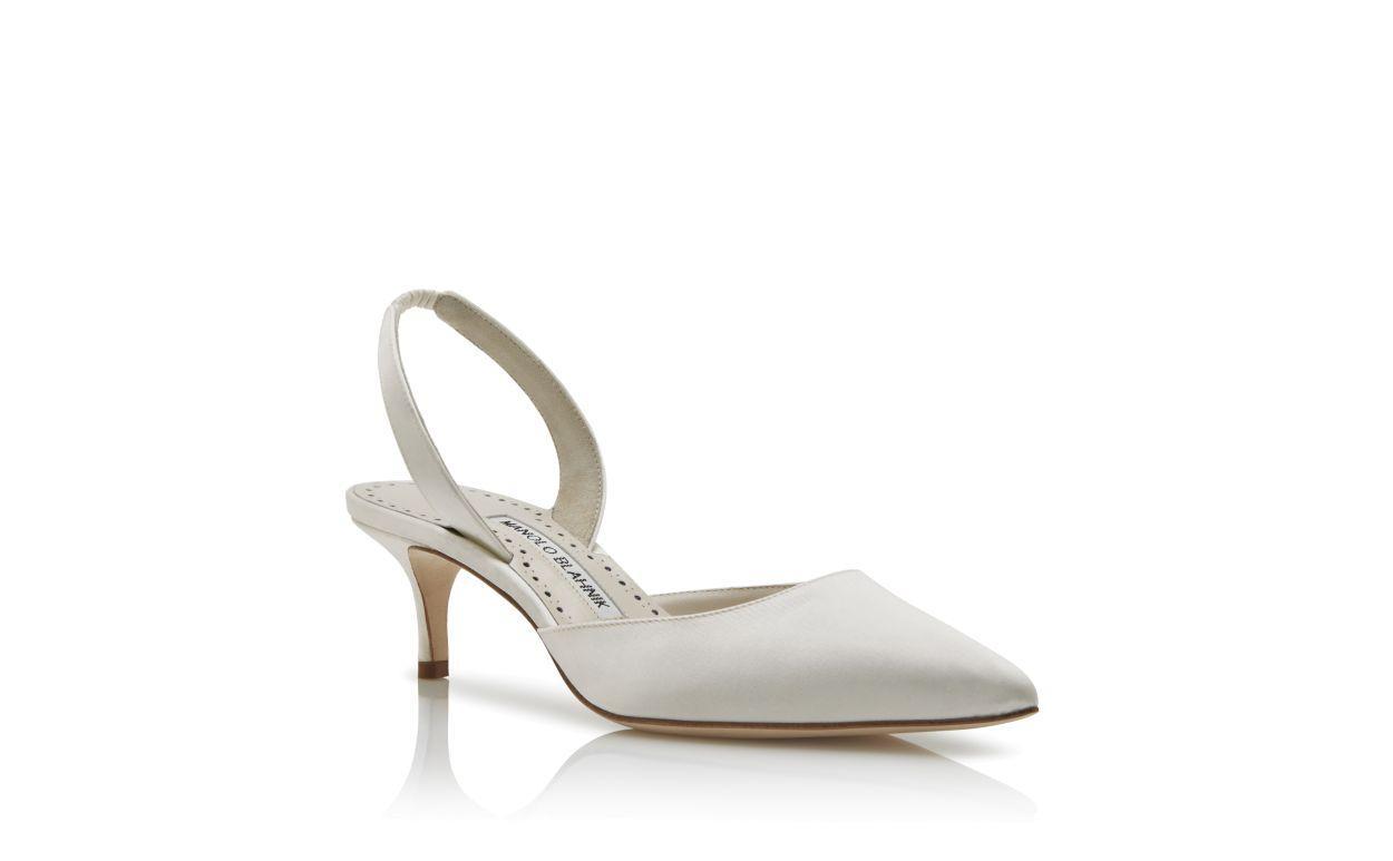 CAROLYNE BRIDE White Satin Slingback Pumps Product Image