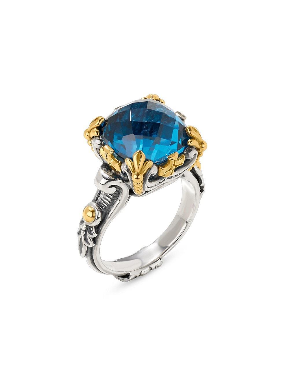 Womens Anthos Sterling Silver, 18K Yellow Gold & Blue Spinel Ring Product Image