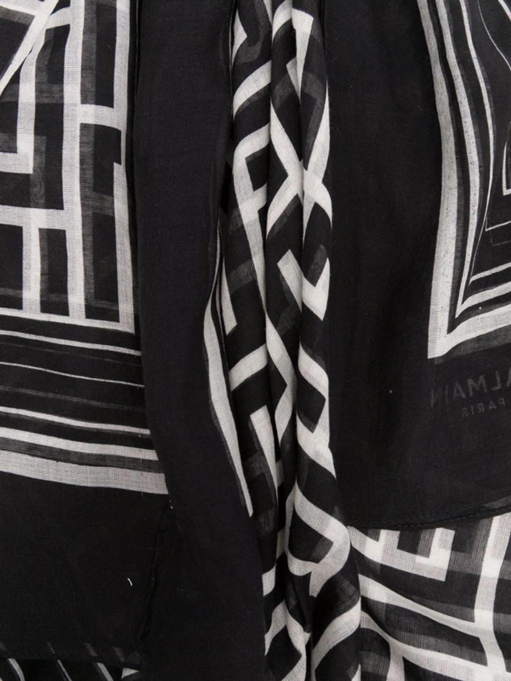 BALMAIN Monogram Pattern Scarf In Schwarz Product Image