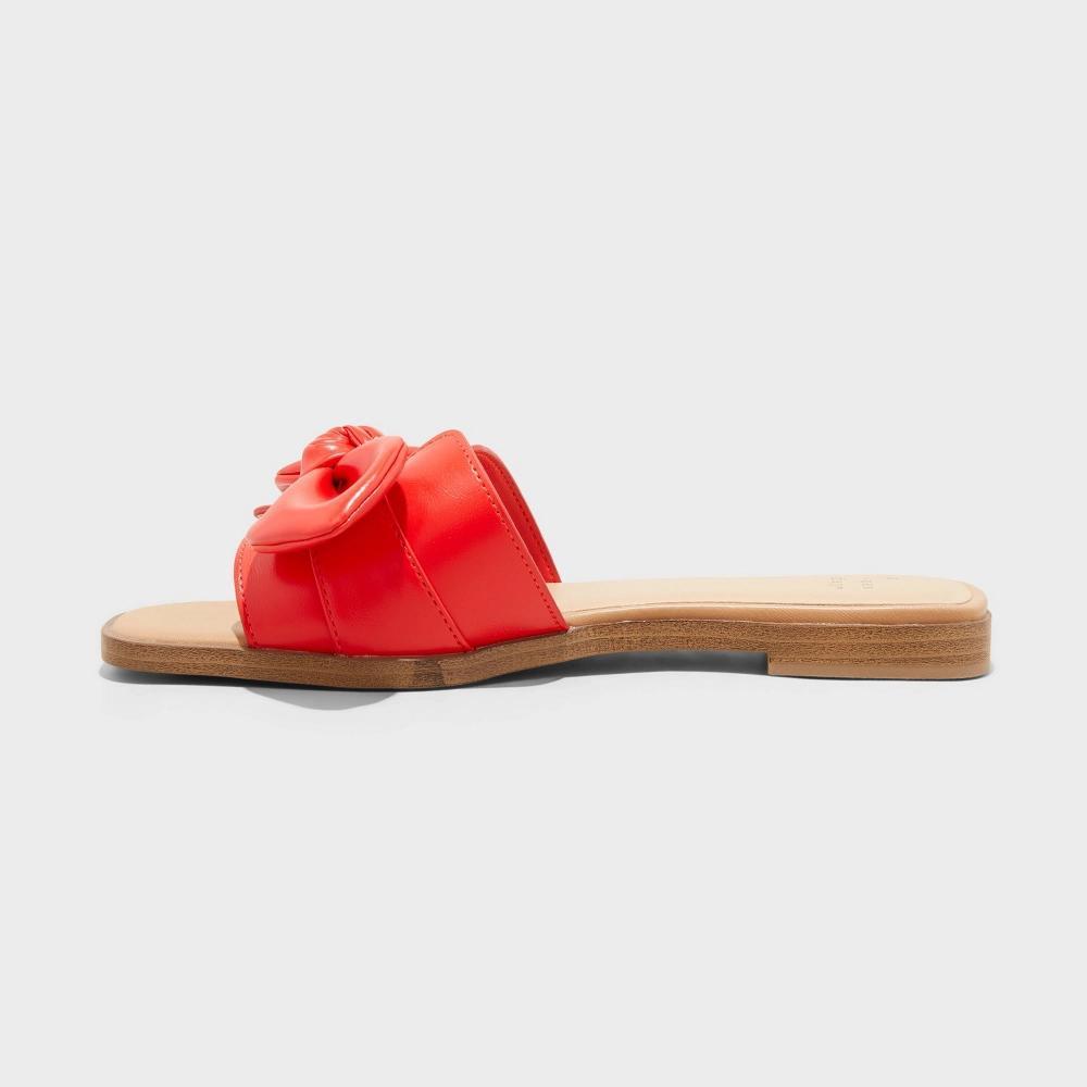 Womens Maple Bow Flat Sandals - A New Day Red 9.5 Product Image