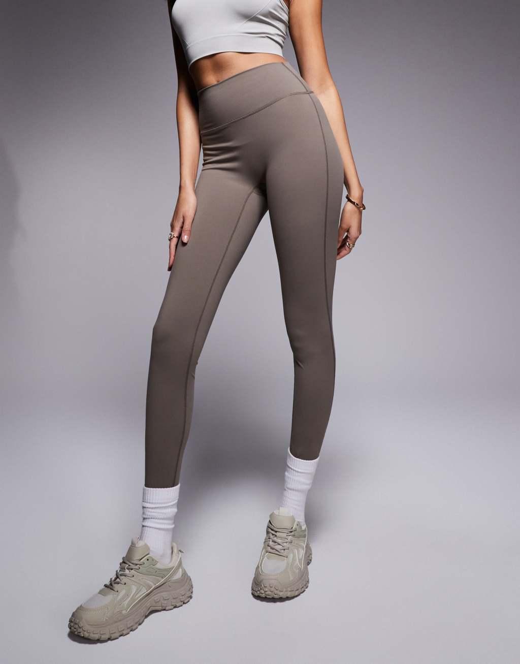 The Couture Club sculpting stretch emblem leggings in chocolate - part of a set Product Image