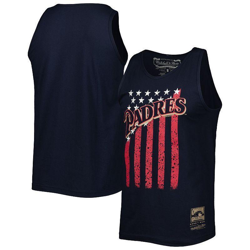 Mens Mitchell & Ness Navy San Diego Padres Cooperstown Collection Stars and Stripes Tank Top PAD Blue Product Image