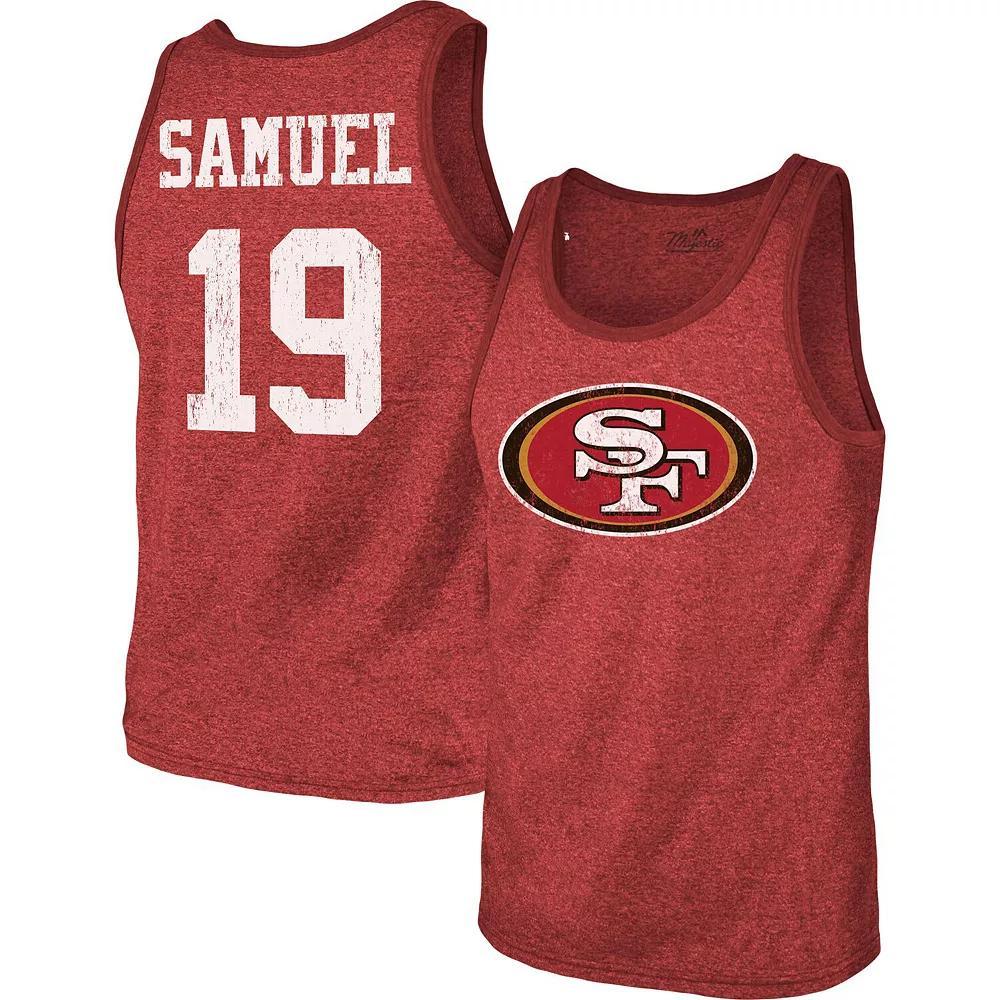 Men's Majestic Threads Deebo Samuel Scarlet San Francisco 49ers Name & Number Tri-Blend Tank Top, Size: Small, Red Product Image