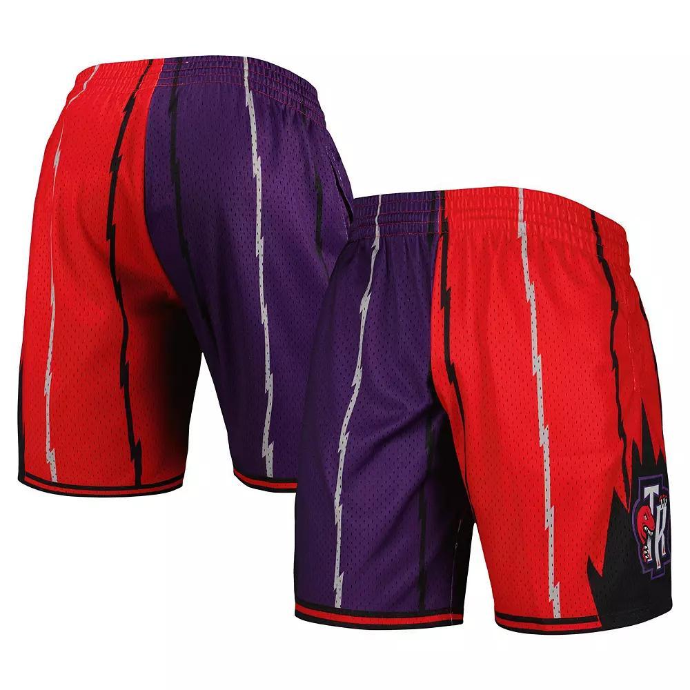 Men's Mitchell & Ness Purple/Red Toronto Raptors Hardwood Classics 1998 Split Swingman Shorts, Size: Small, Rpt Purple Product Image