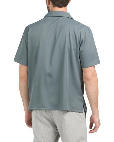 Short Sleeve Boxy Button Down Shirt | Polyester/Spandex Product Image