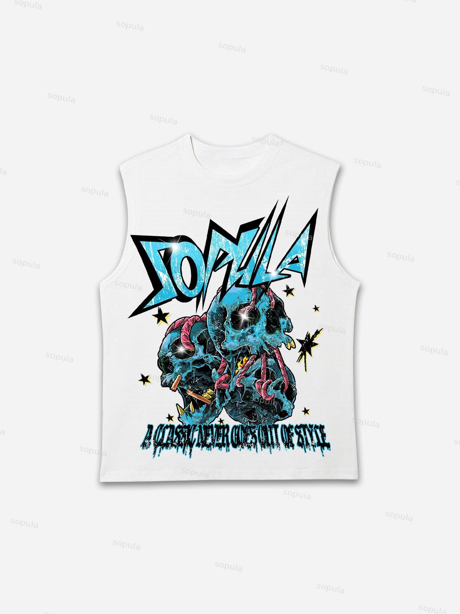 Sopula Men's Skeleton Bandage Retro Print Tank Top Product Image