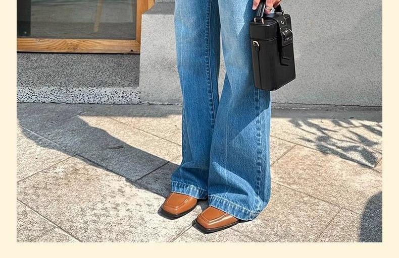 High Waist Washed Wide Leg Jeans Product Image