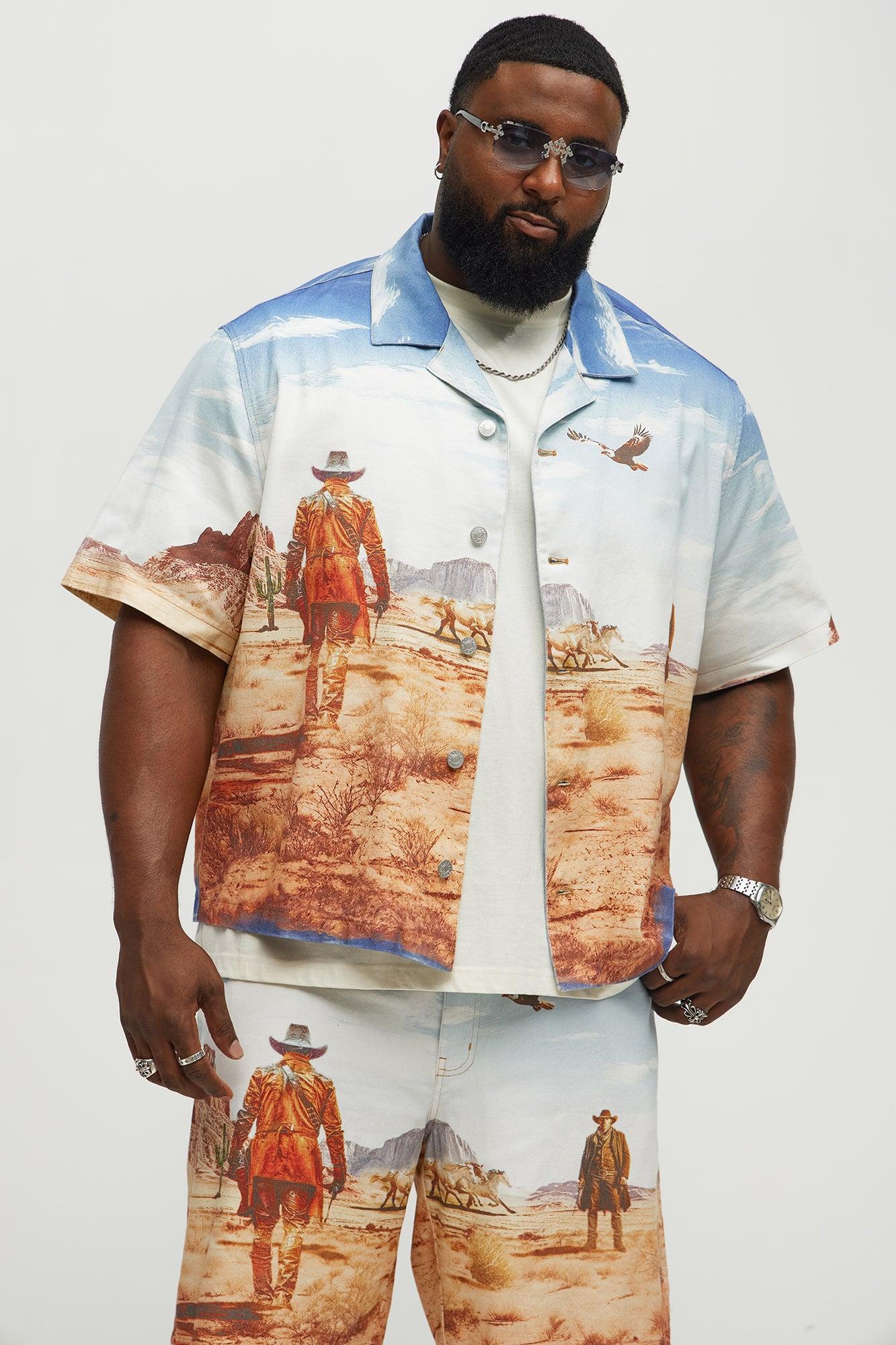 Stand Off Boxy Cuban Collar Shirt - Multi Color Male Product Image