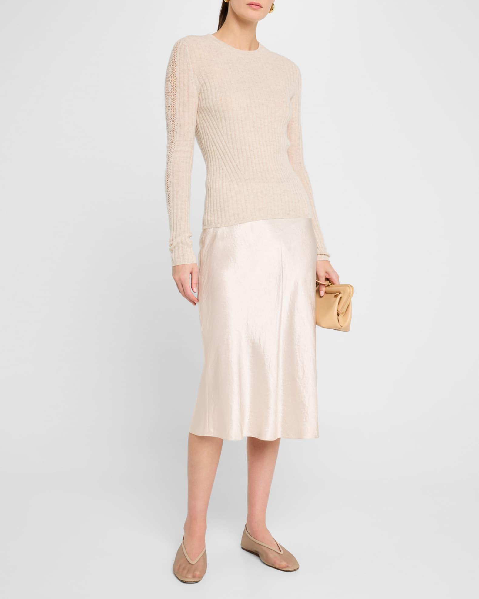 Crewneck Crochet-Insert Cashmere Sweater Product Image