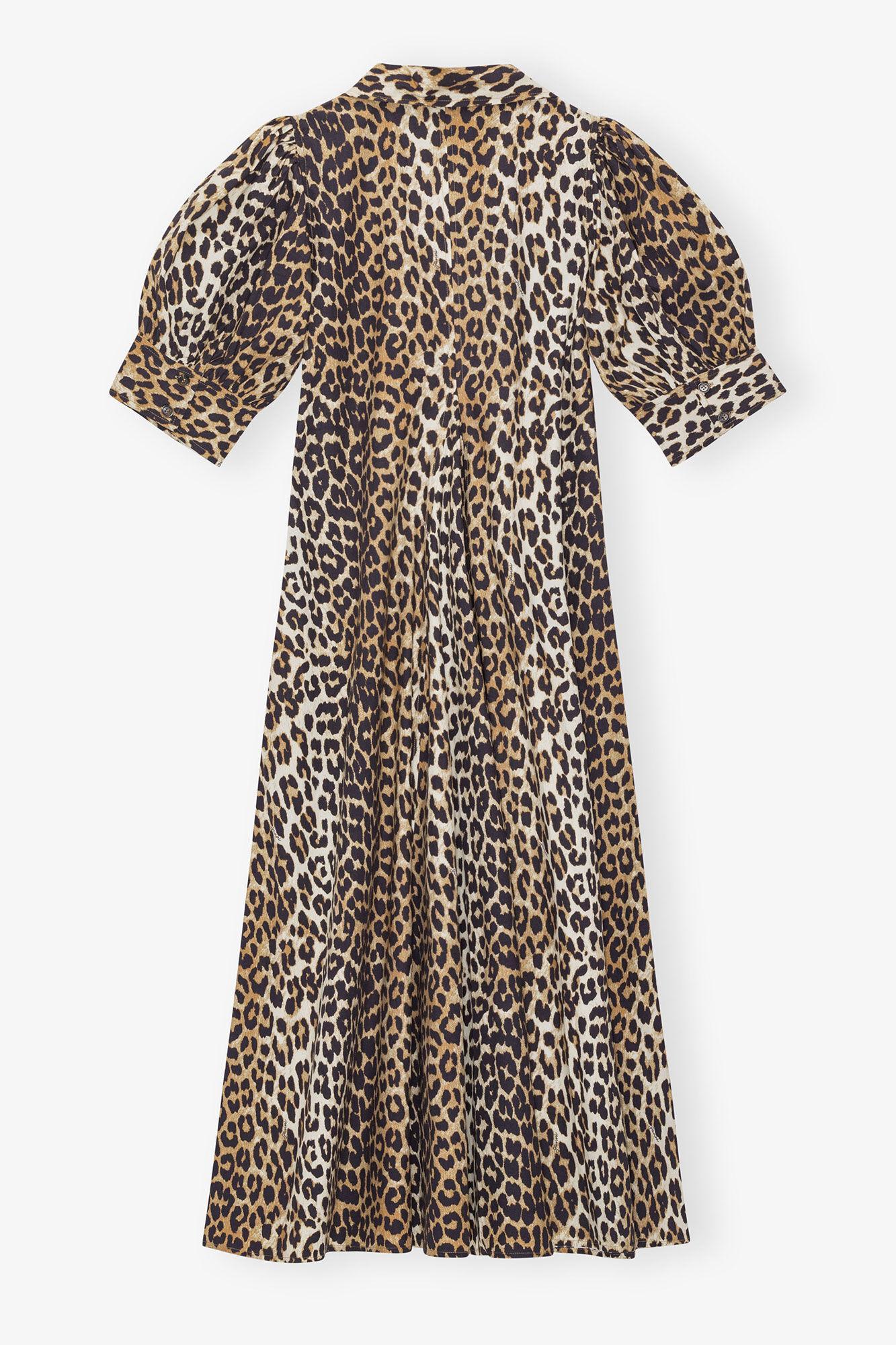 Leopard Cotton Poplin V-neck Maxi Dress Product Image