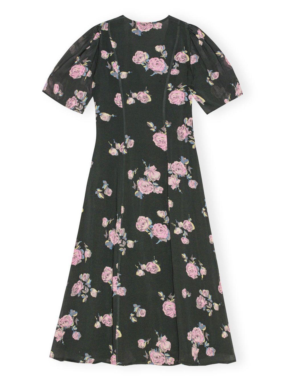 floral-print crepe wrap midi dress Product Image