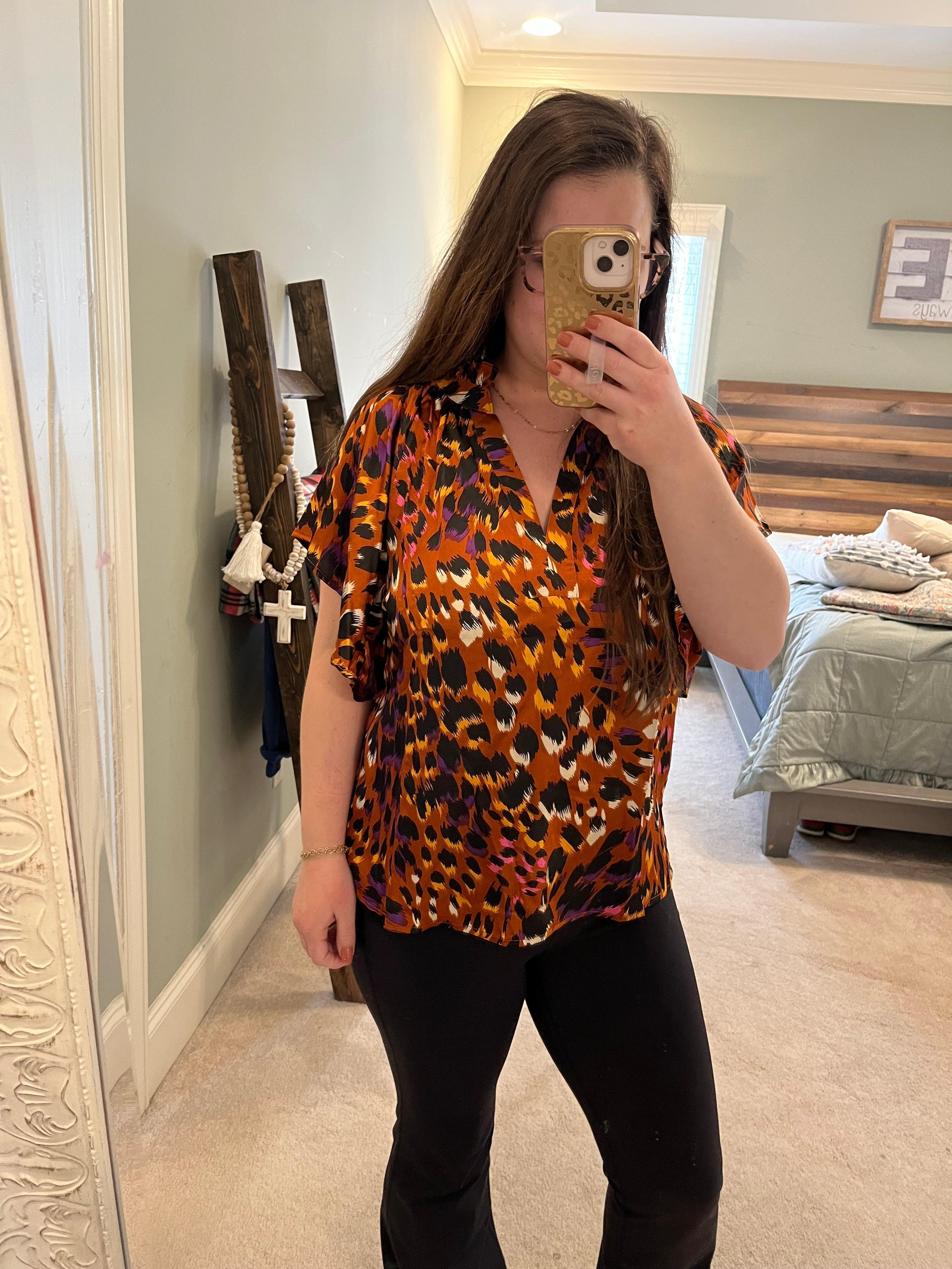 Orange Leopard Blouse- Preorder Product Image