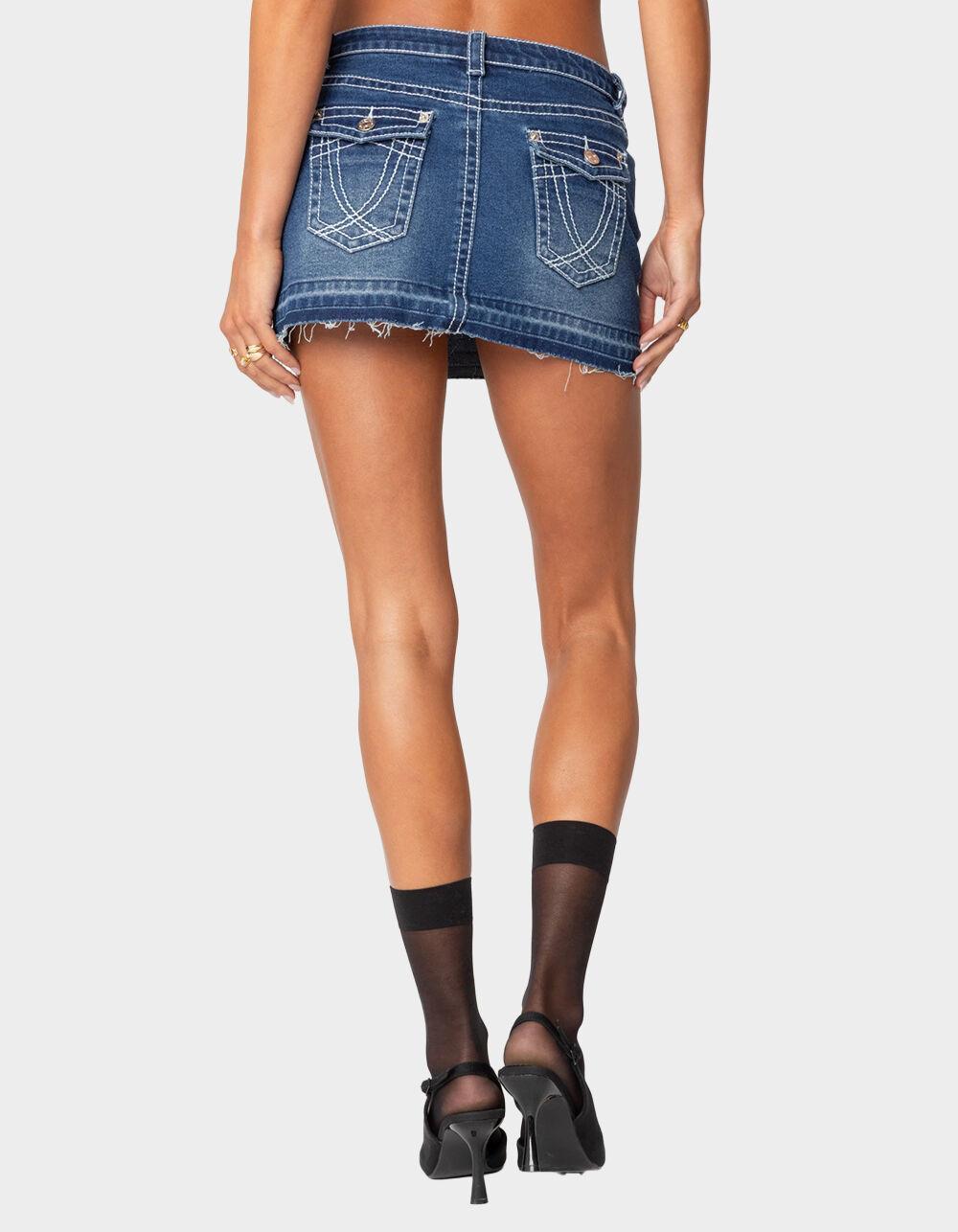 EDIKTED Contrast Stitch Washed Denim Mini Skirt Product Image