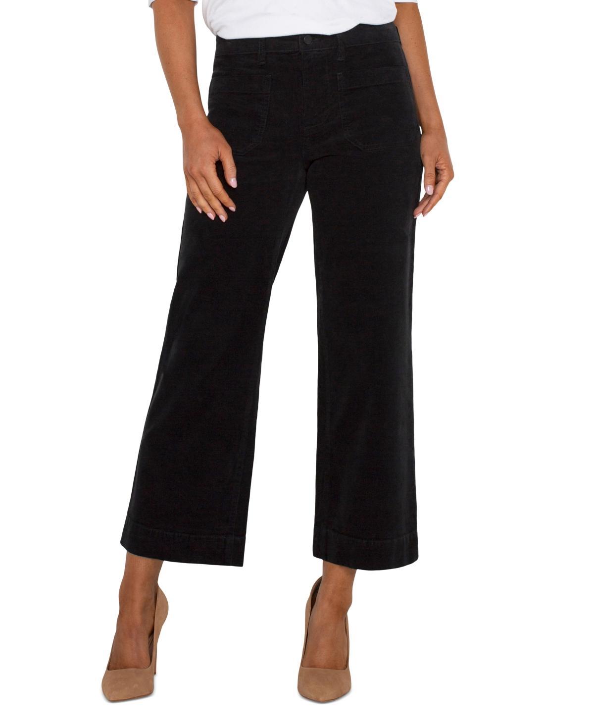 Liverpool Los Angeles Womens Mid-Rise Crop Wide-Leg Corduroy Pants Product Image