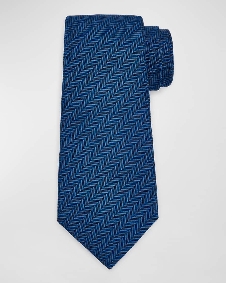 Mens Herringbone Tie, Navy Product Image