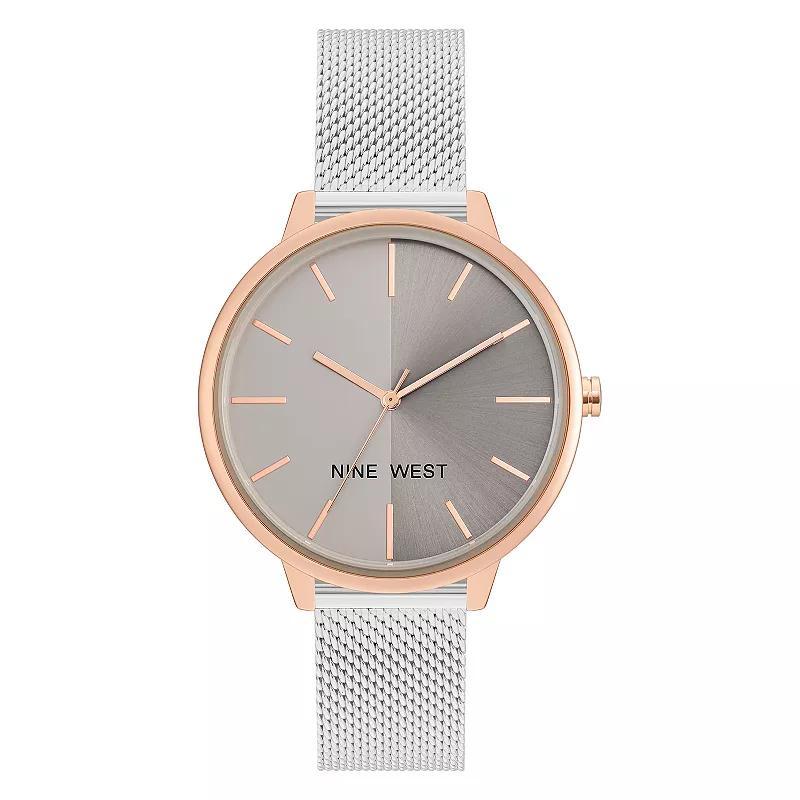 Nine West Womens Two Tone Mesh Watch Rose Gold Tone Product Image