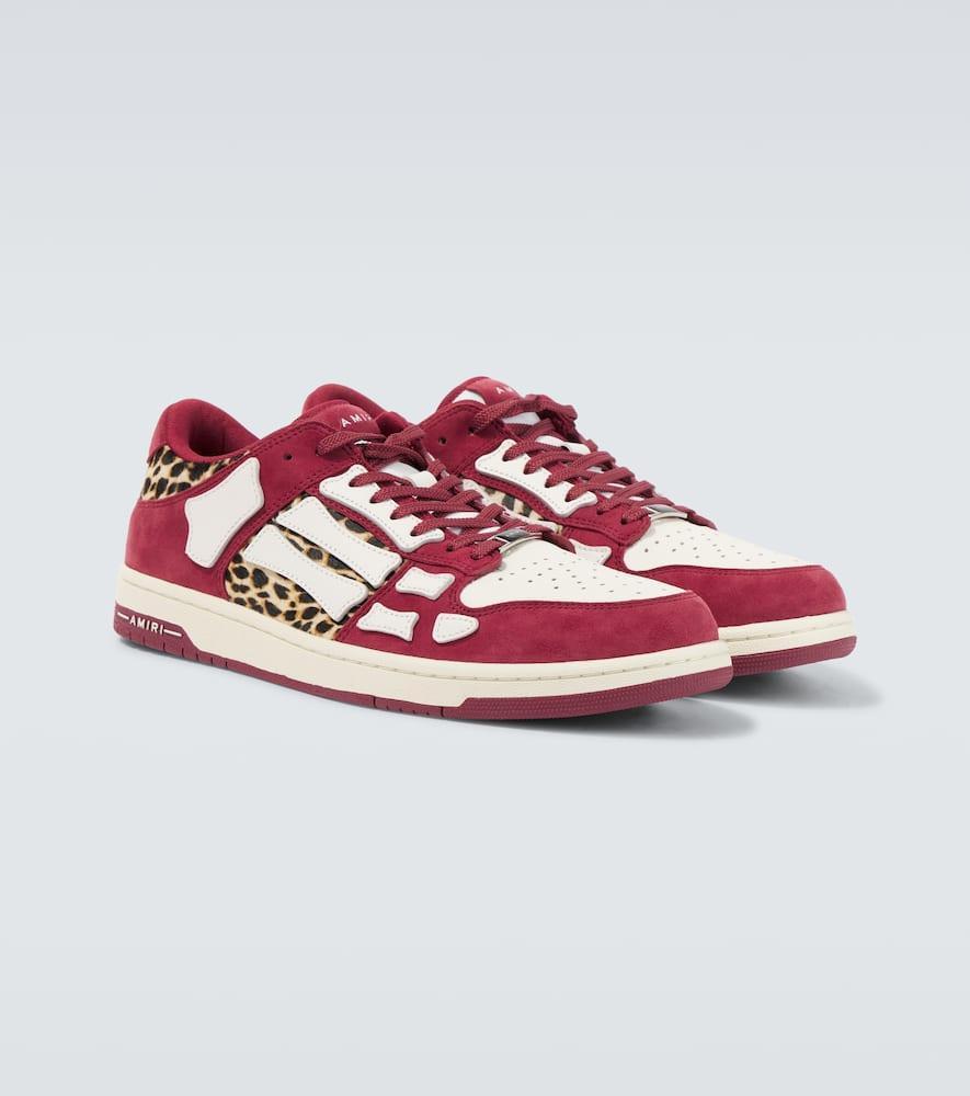 AMIRI Leopard Skel Top Low Leather Sneakers In Red Product Image