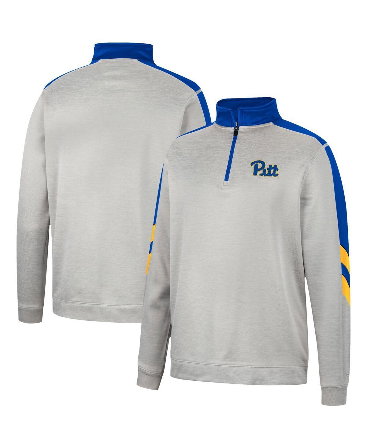 Mens Colosseum Gray/Royal Pitt Panthers Bushwood Fleece Quarter-Zip Jacket Product Image