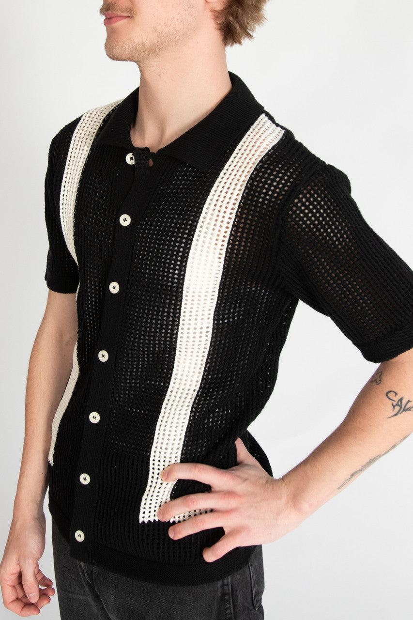 Crochet Bowling Style Button Up Shirt Product Image