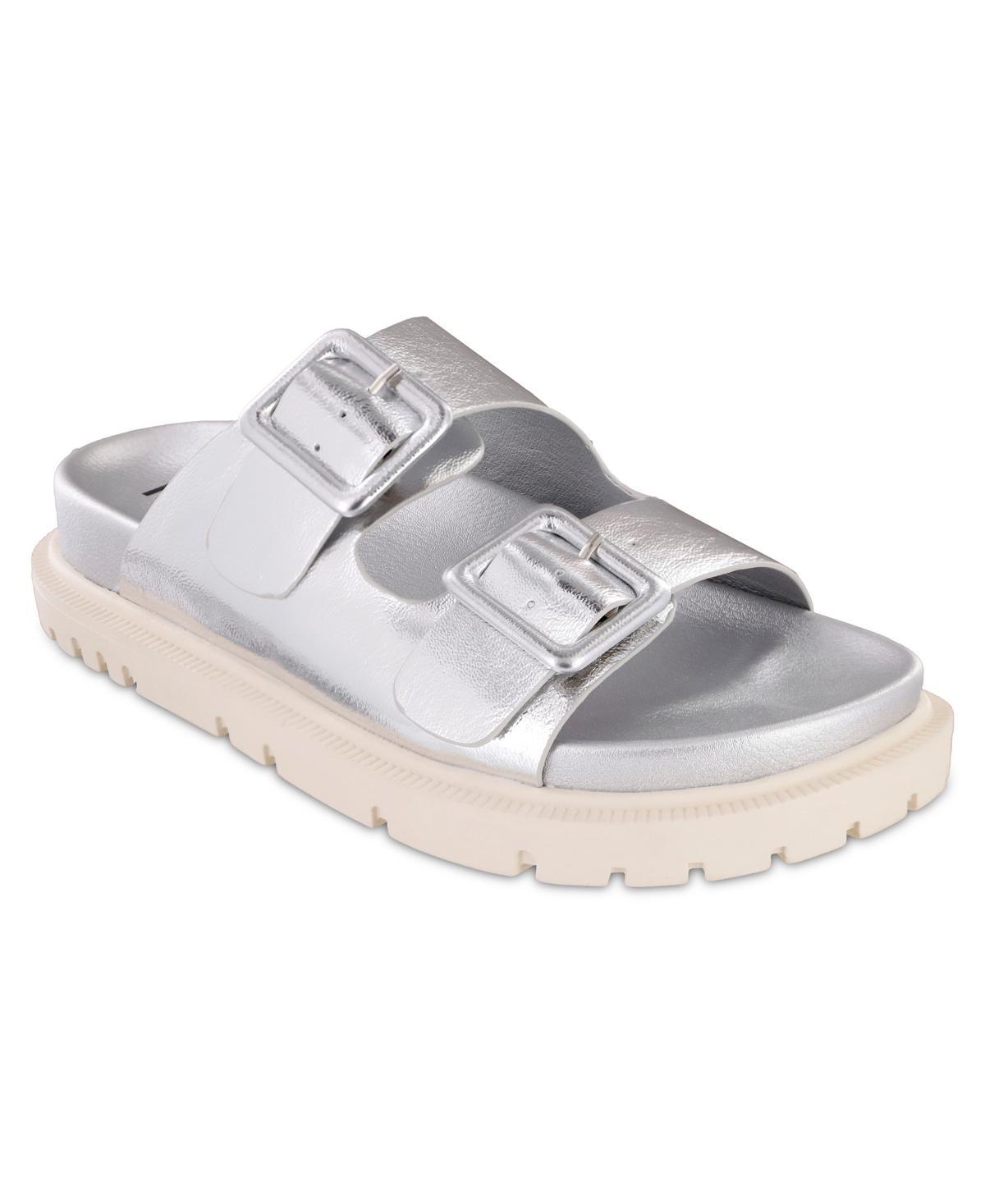 Mia Womens Gen Double Buckle Flat Slide Sandals Product Image