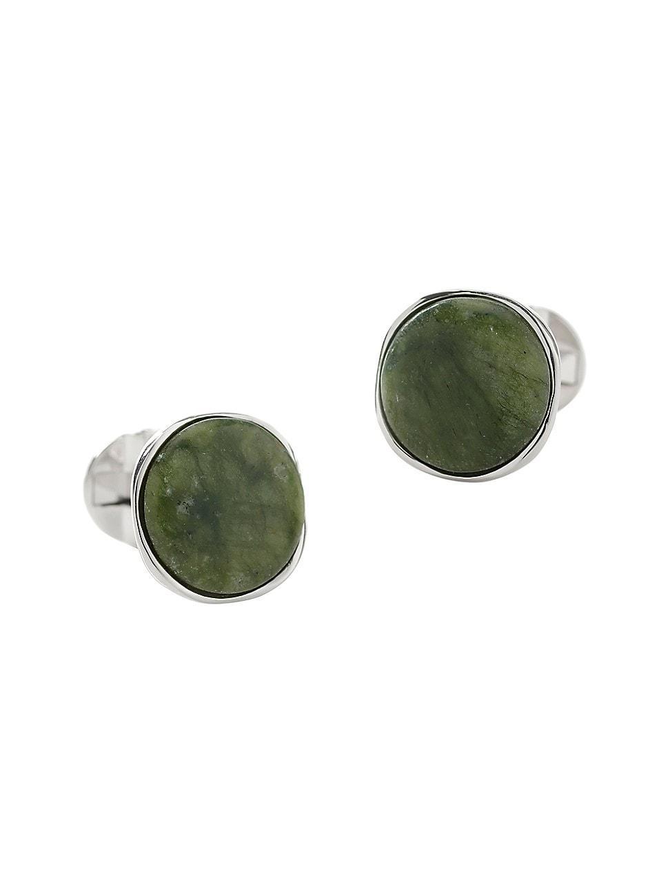 Ox & Bull Trading Co. Mens Seraphinite Stone Sterling Silver Cufflinks Product Image