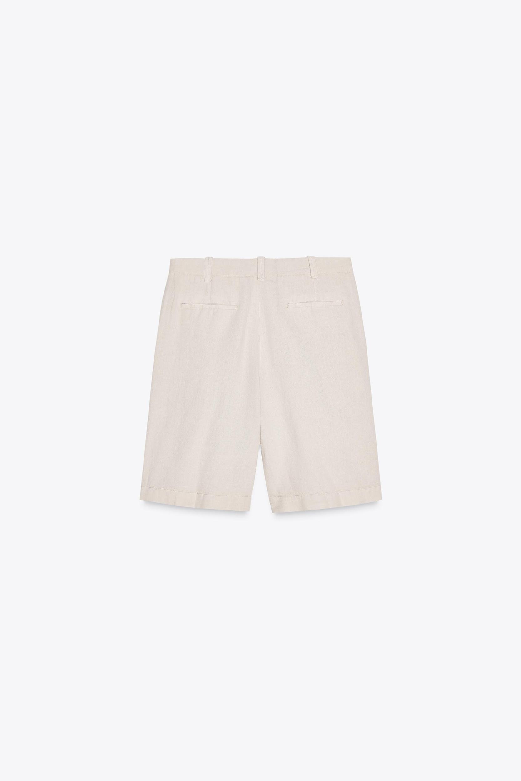 PLEATED LINEN BLEND SHORTS ZW COLLECTION Product Image