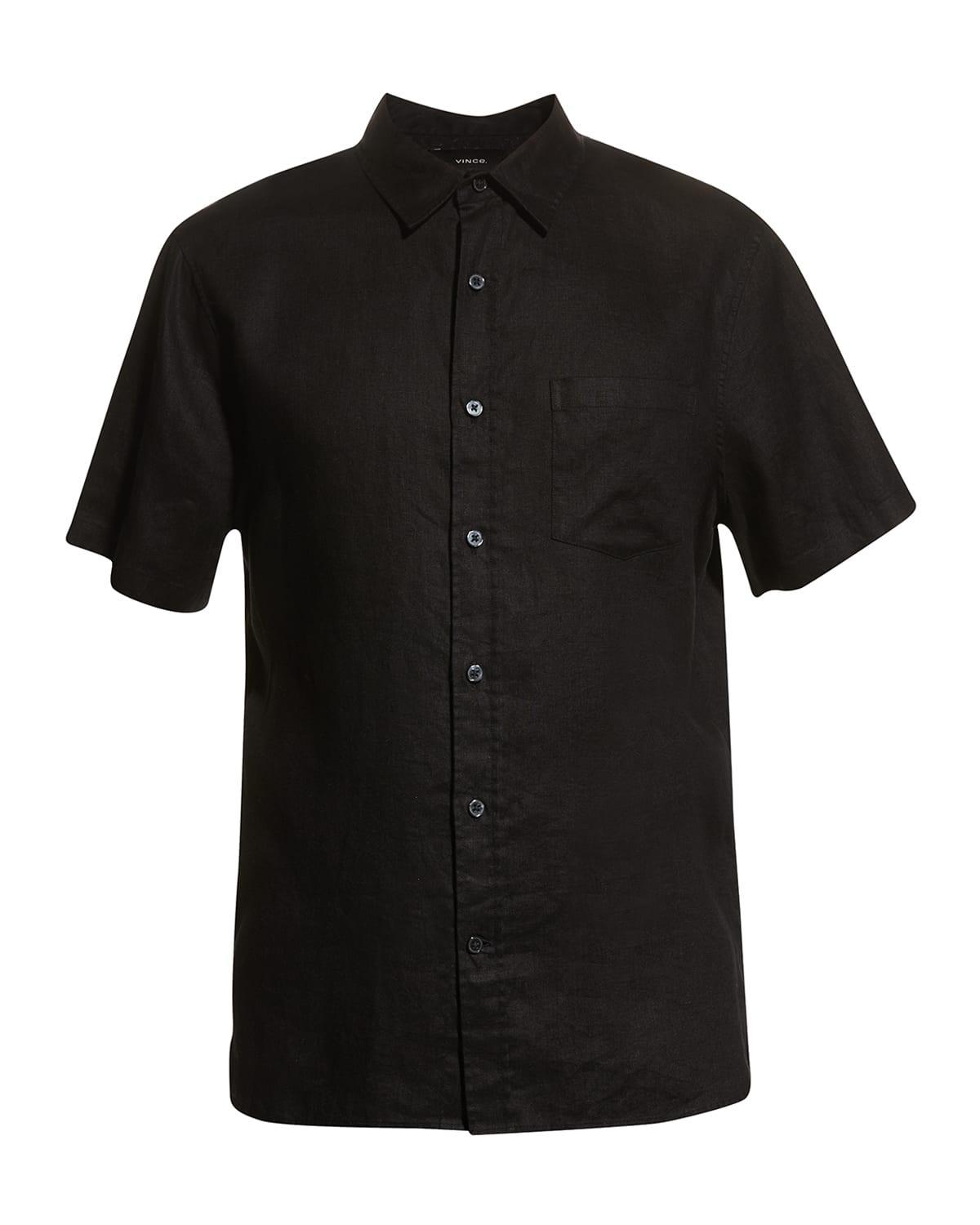 Mens Linen Short-Sleeve Button-Up Shirt Product Image