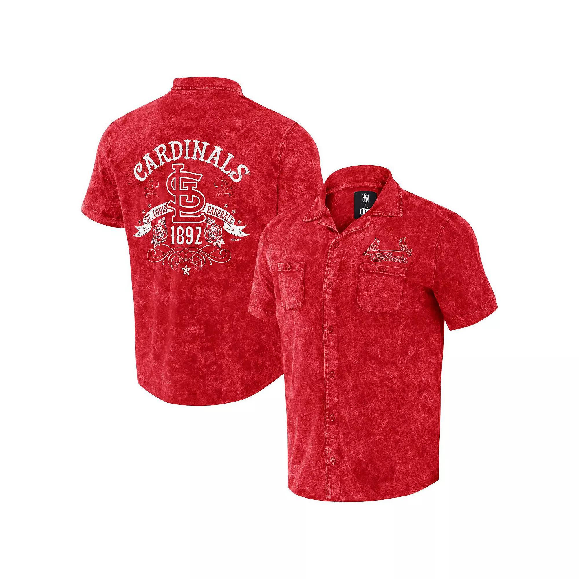 Men's Darius Rucker Collection by Fanatics Red St. Louis Cardinals Denim Team Color Button-Up Shirt,  Product Image