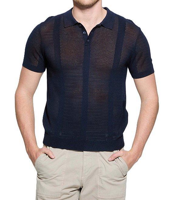 Guess Short Sleeve Mesh Stripe Rib Elijah Polo Shirt Product Image