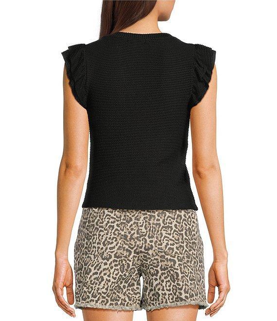 Moa Moa Crewneck Ruffle Short Sleeve Top Product Image