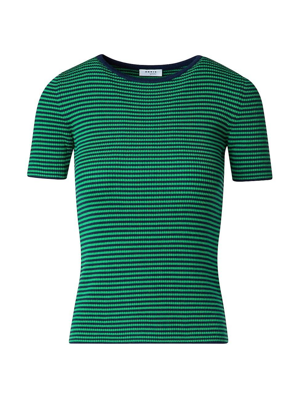 Womens Striped Rib-Knit T-Shirt Product Image