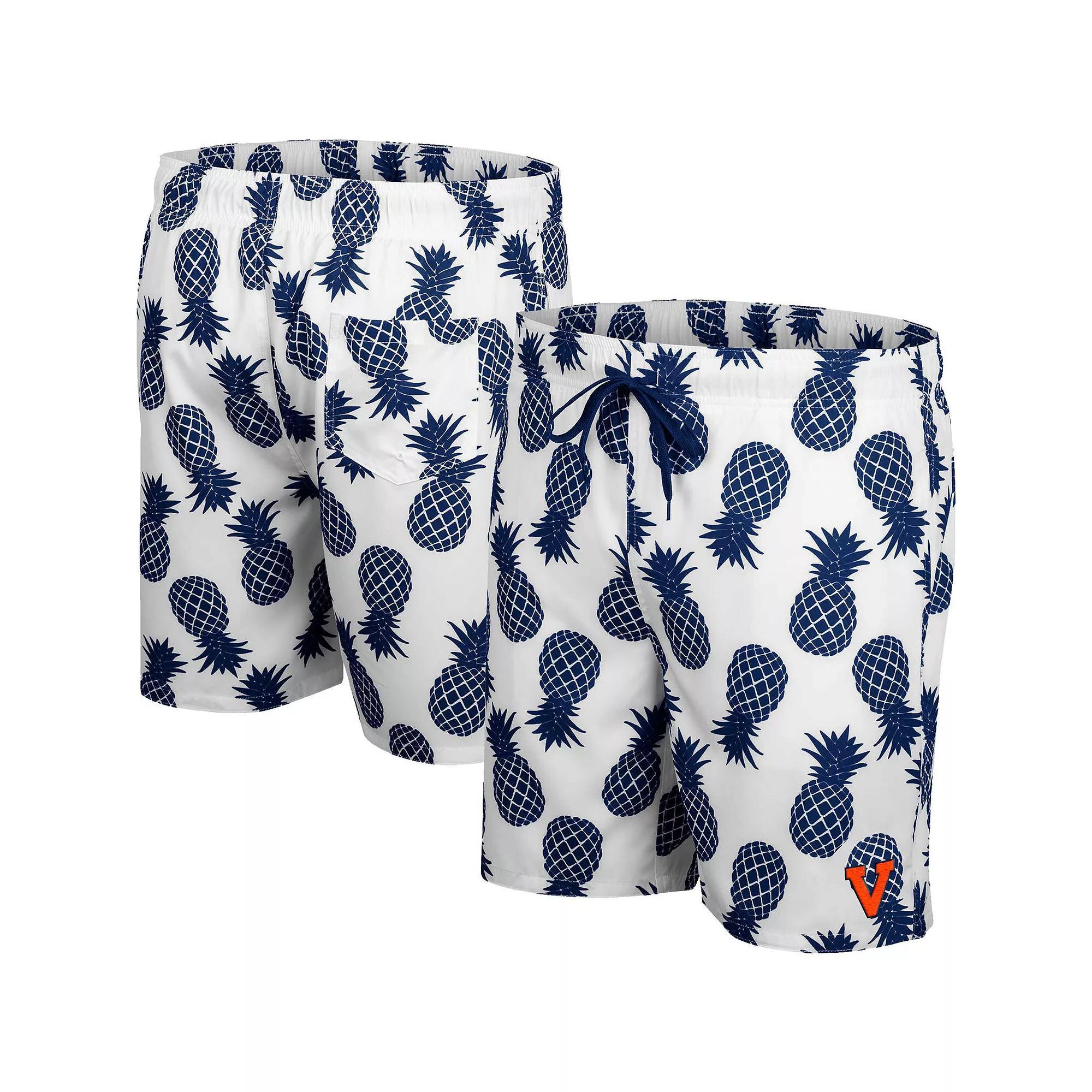 Men's Colosseum White Virginia Cavaliers Pineapples Swim Shorts, Size: Medium Product Image