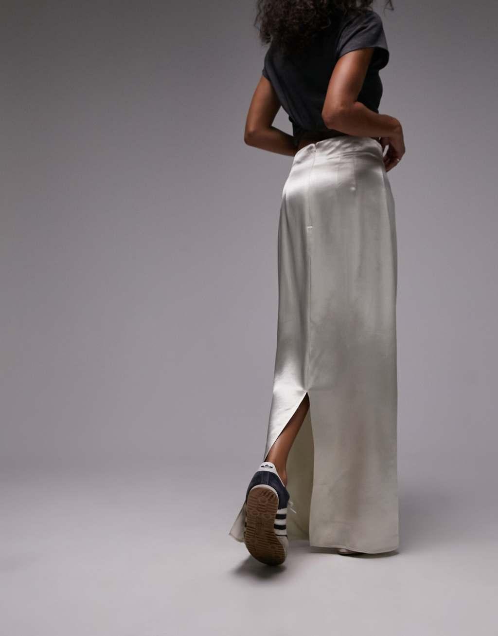 Topshop super high waisted satin maxi skirt Product Image