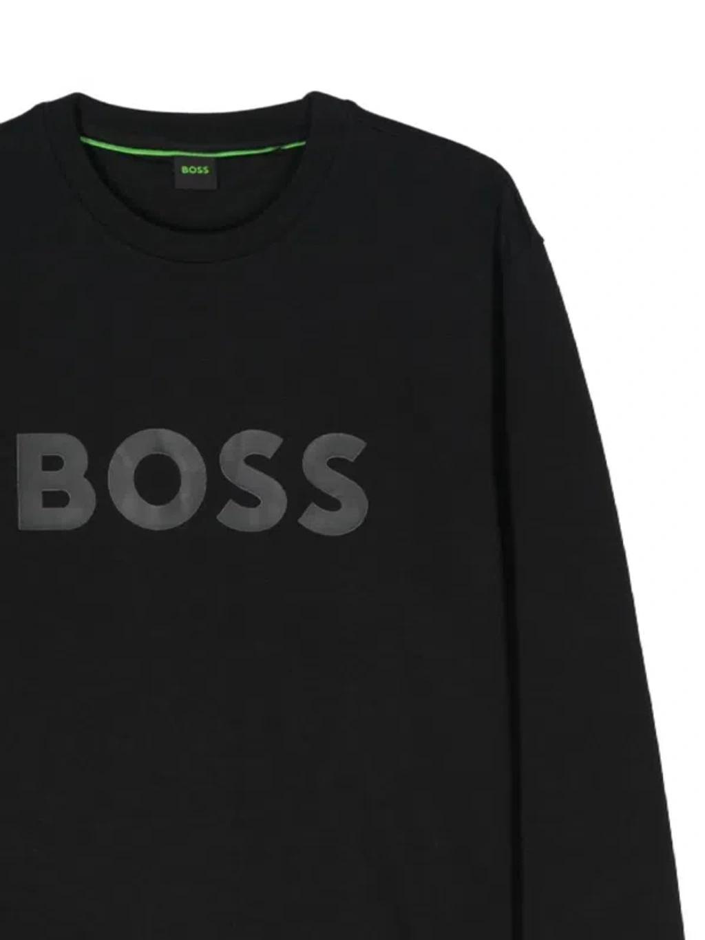 HUGO BOSS Logo-appliqué Cotton Sweatshirt In Black Product Image