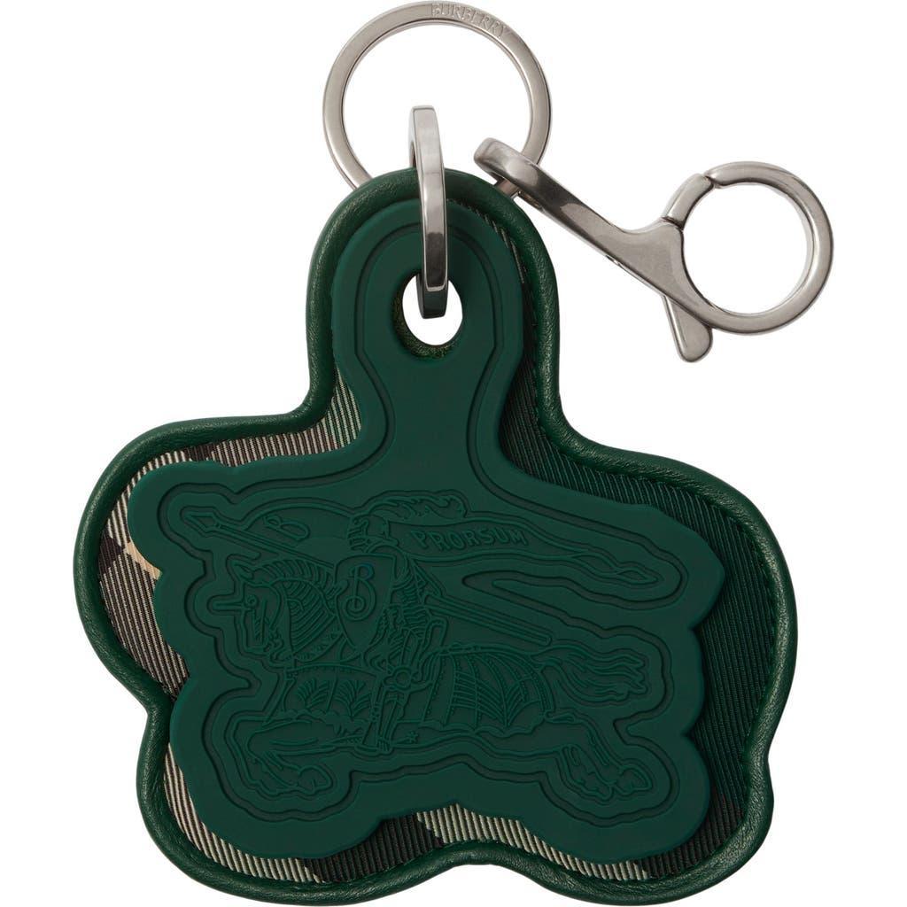 BURBERRY Ekd Logo-debossed Leather Keyring In Green Product Image