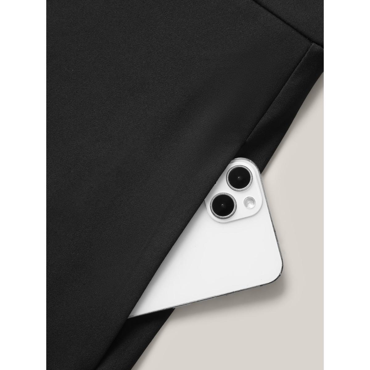 Plus Size Waist-Cinched Spliced Seamed Midi Dress Black Women Round Neck Short sleeve Curvy BloomChic 26/4X Product Image