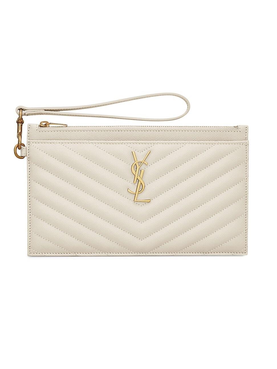 Saint Laurent Monogram Quilted Leather Wallet Clutch Product Image