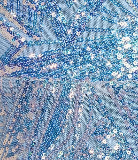 Midnight Doll Spaghetti Strap Placement Sequin Strappy Back Bodycon Mini Dress Product Image