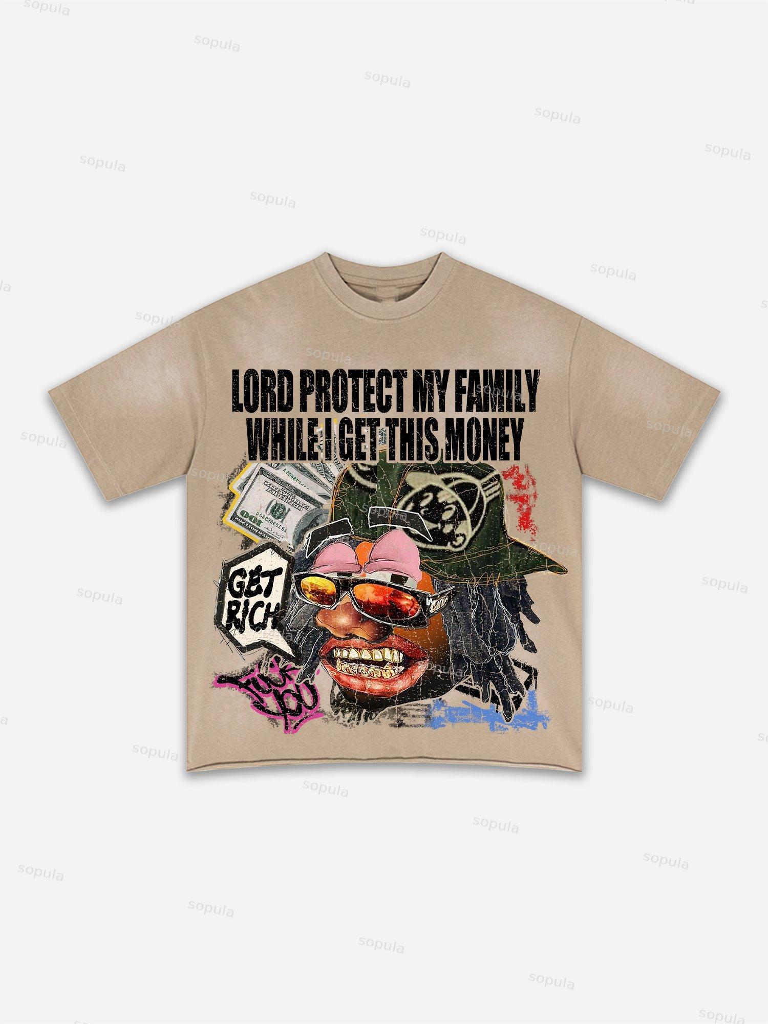 Authentic Abstract Portrait Print Washed T-shirt Product Image