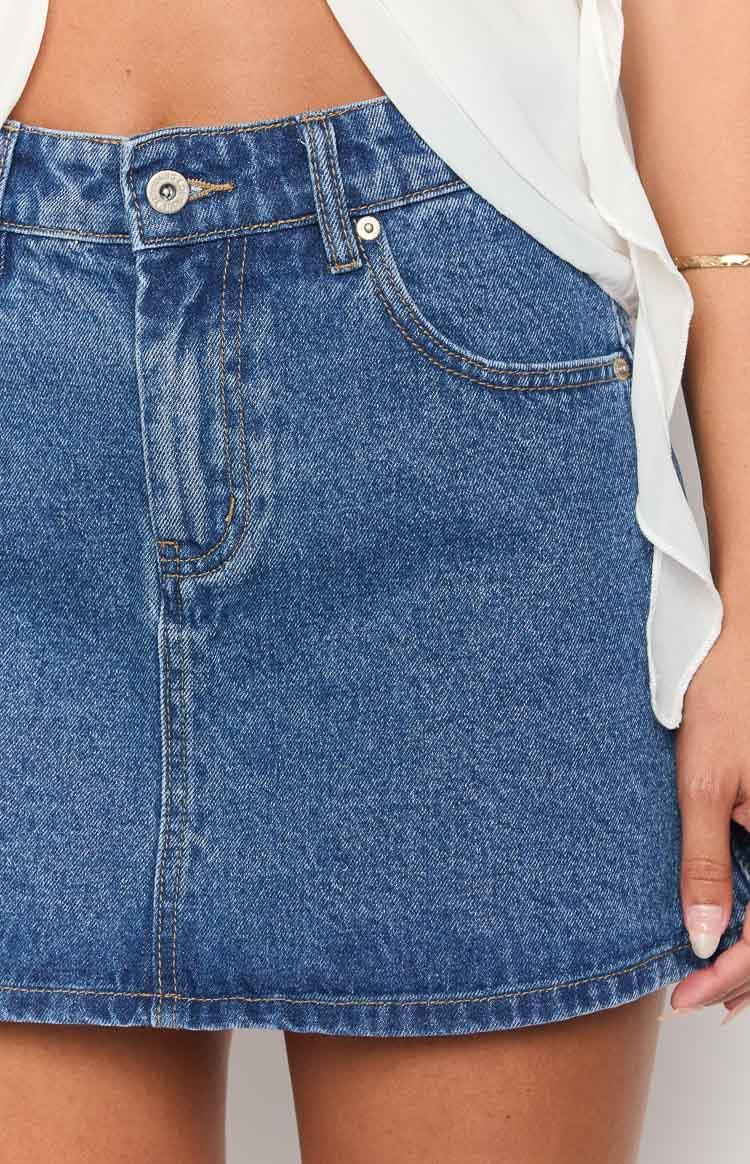 Raquelle Mid Wash Denim Mini Skirt Product Image