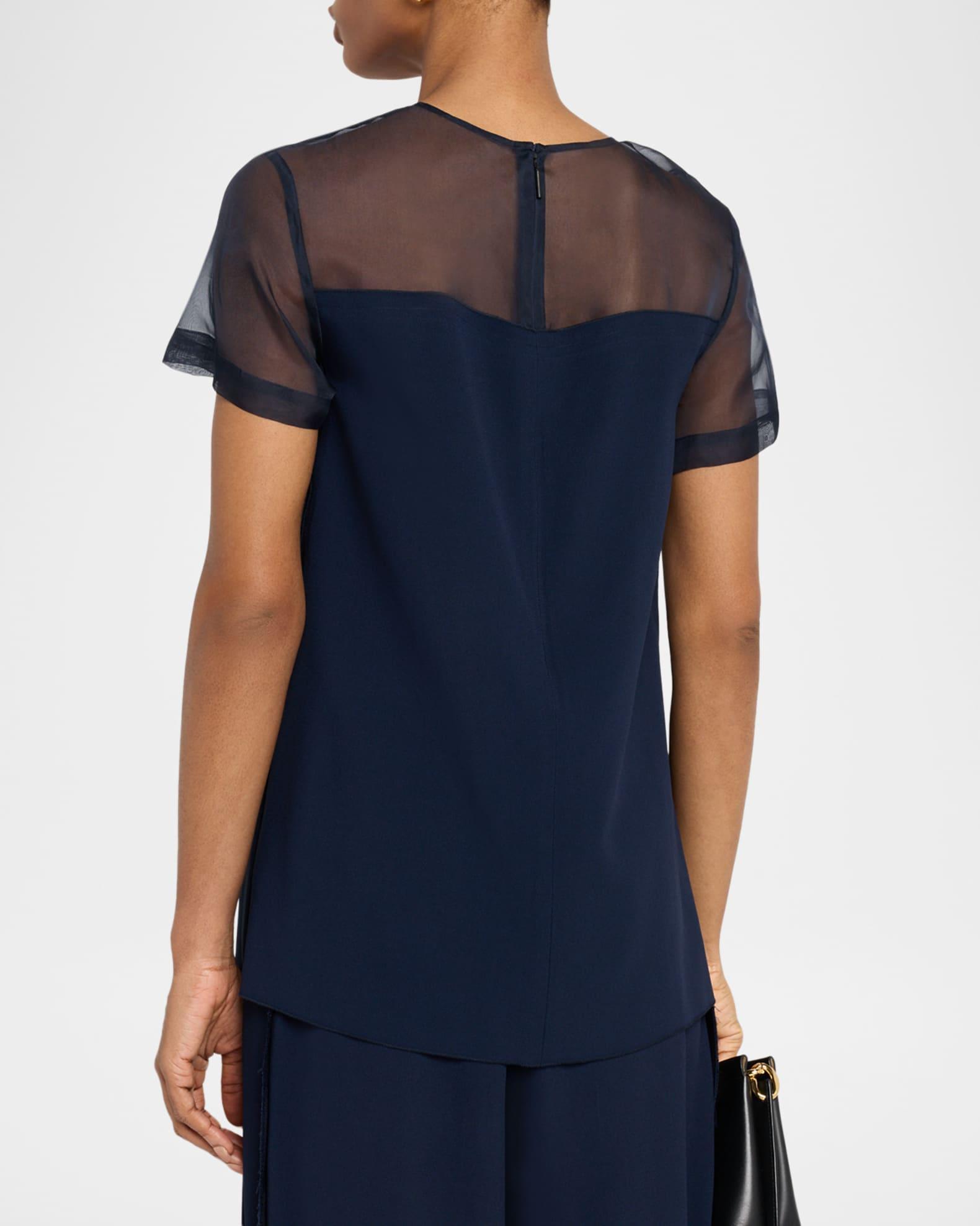 Asymmetrical Drape Crepe Back Satin Top Product Image