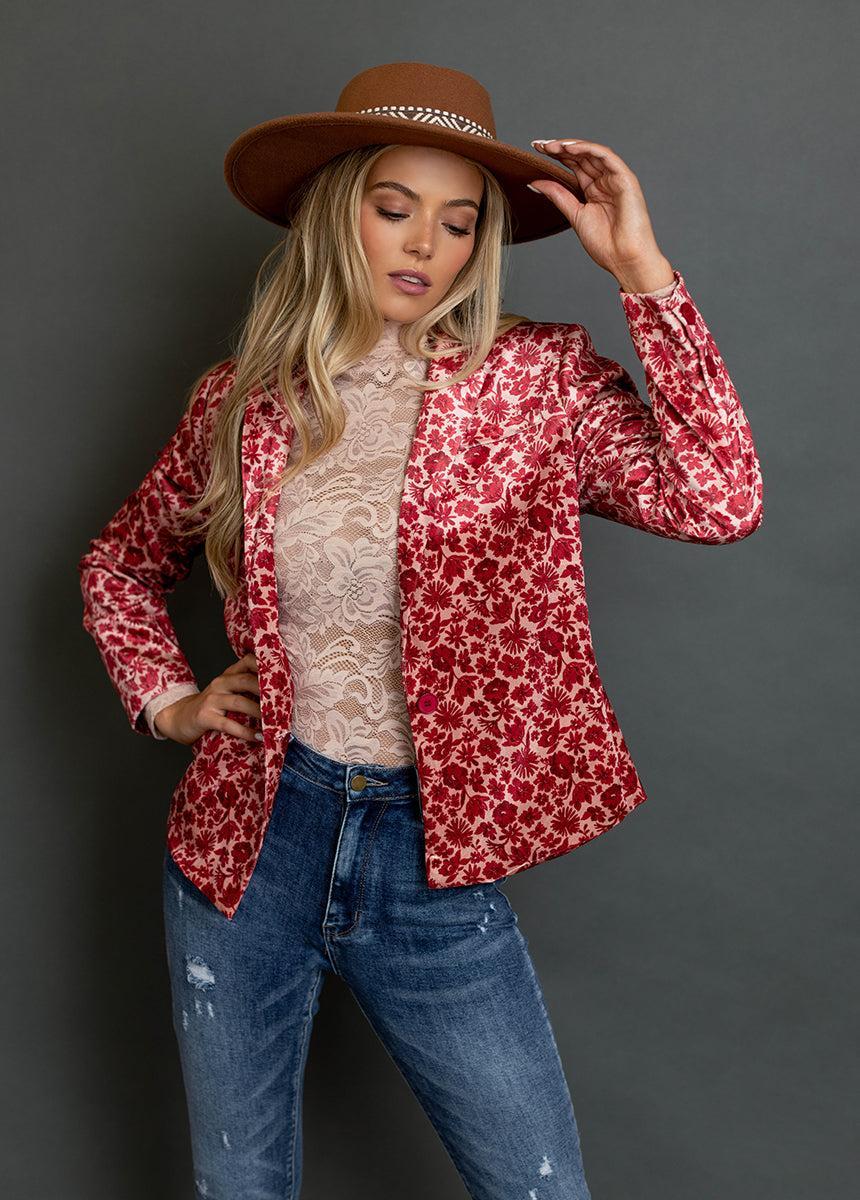 Louve Blazer in Red Floral Female Product Image