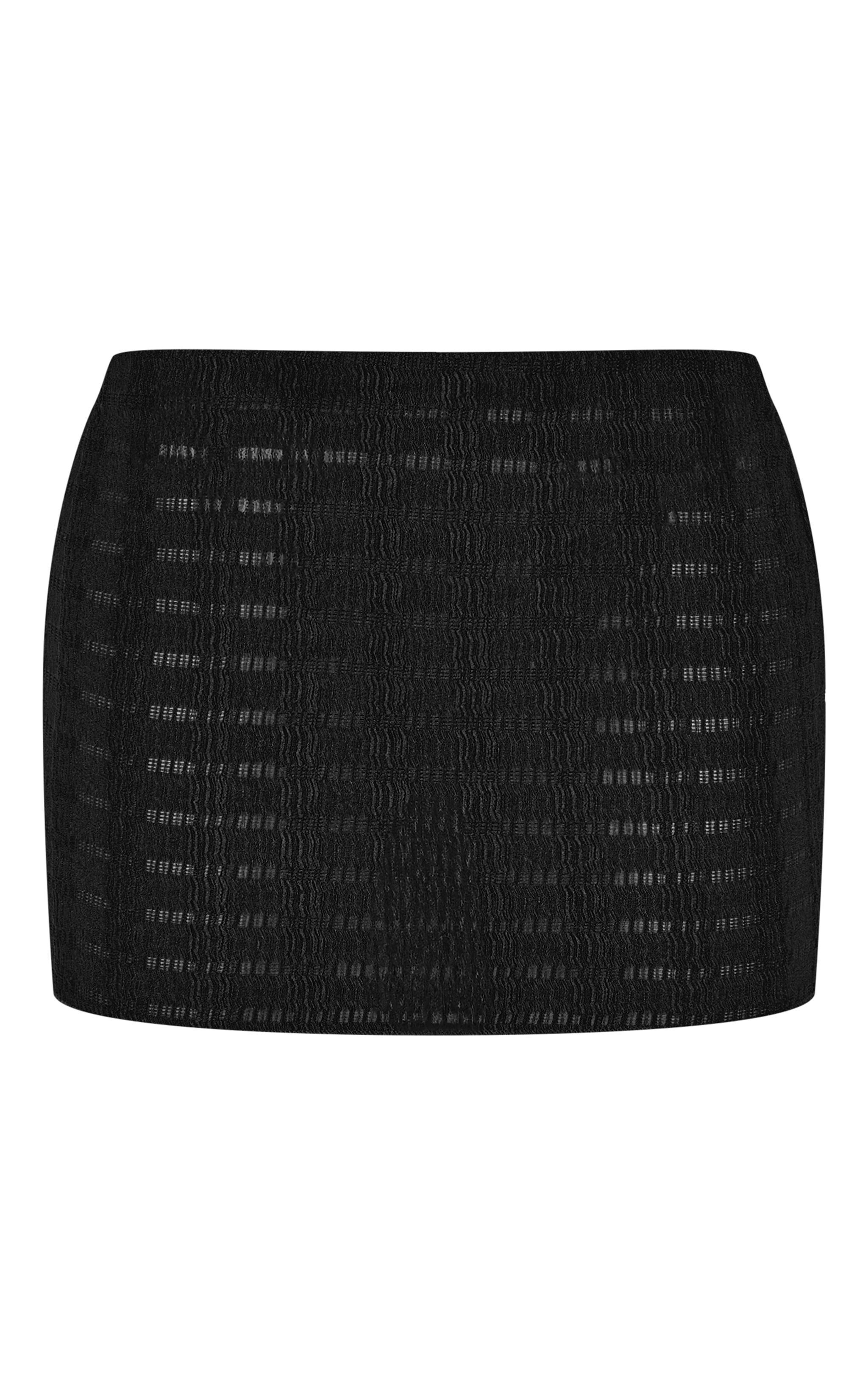 Black Textured Ribbed Micro Mini Skirt Product Image