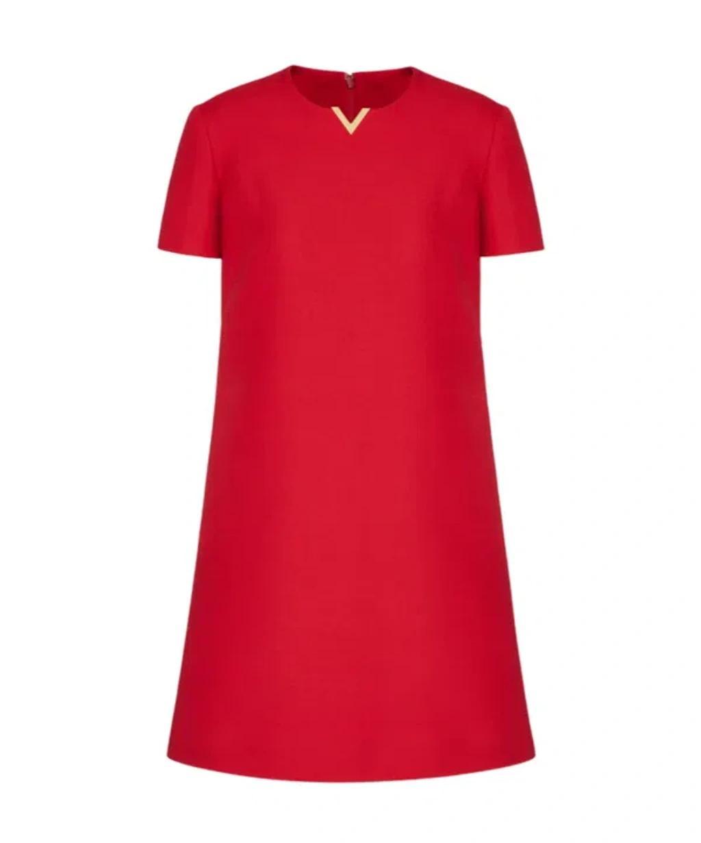 VALENTINO Crepe Couture Short-sleeved Mini Dress In Red Product Image