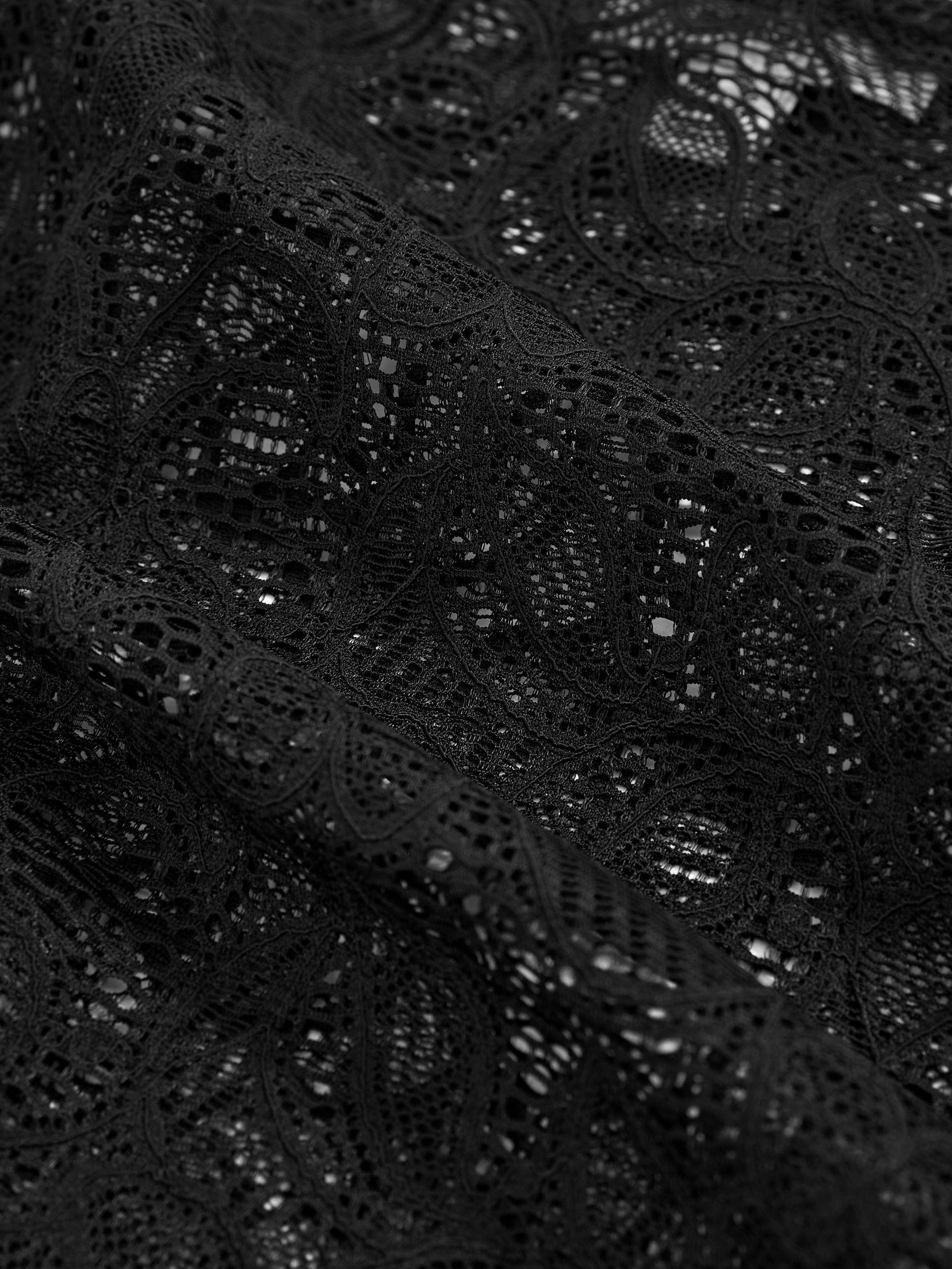 Floral Print Lace Bodysuit in Black Product Image