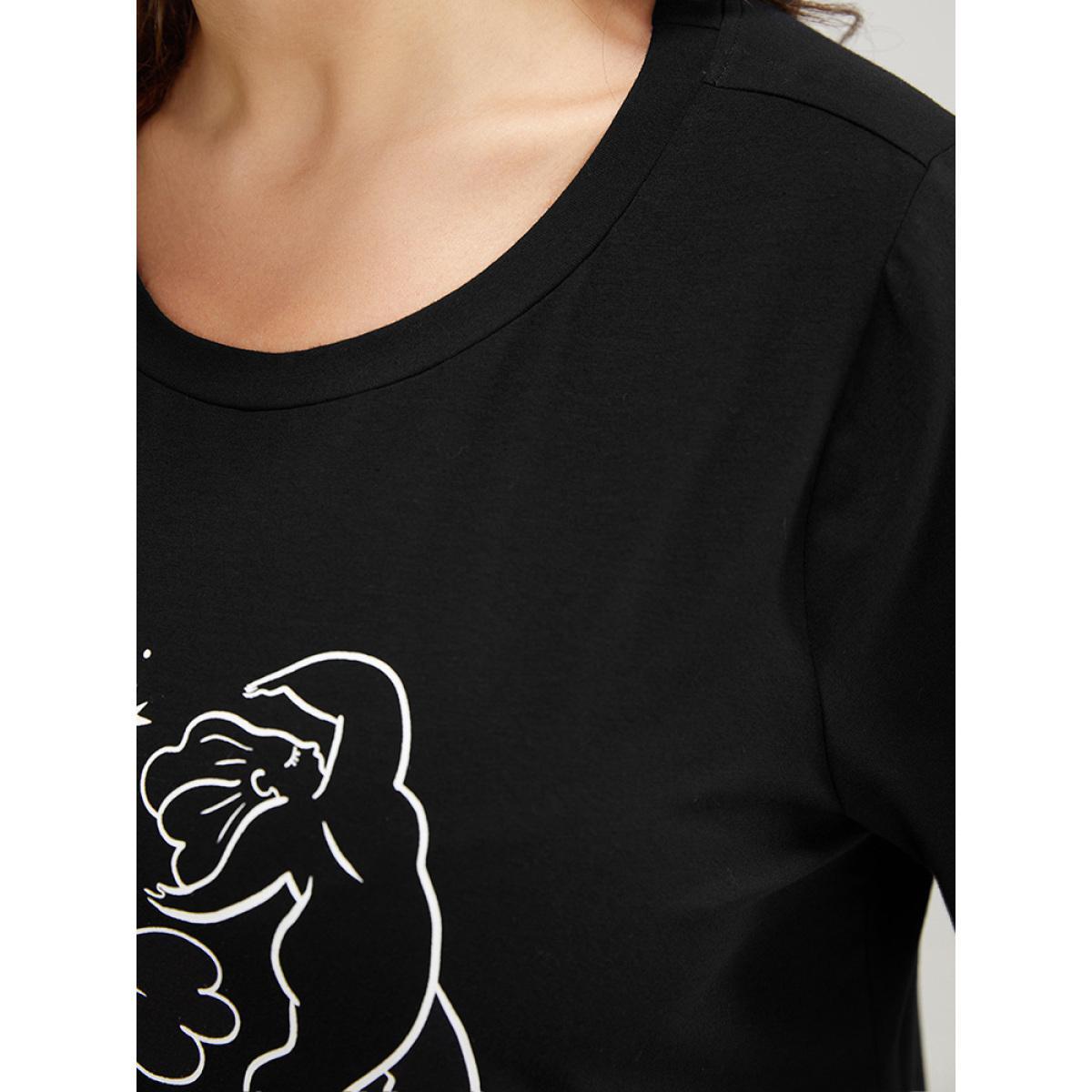 Plus Size Figure & Letter Print Slightly Stretchy Zodiac T-shirt Gemini Women Casual Figure Dailywear T-shirts BloomChic 10/M Product Image