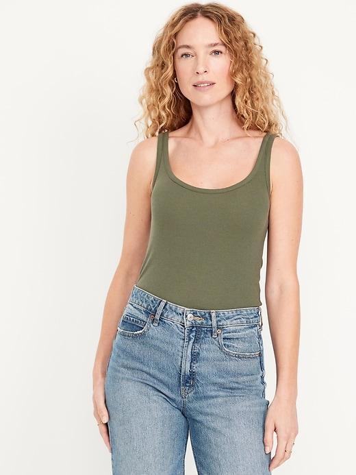 First-Layer Ribbed Scoop-Neck Tank Top Product Image