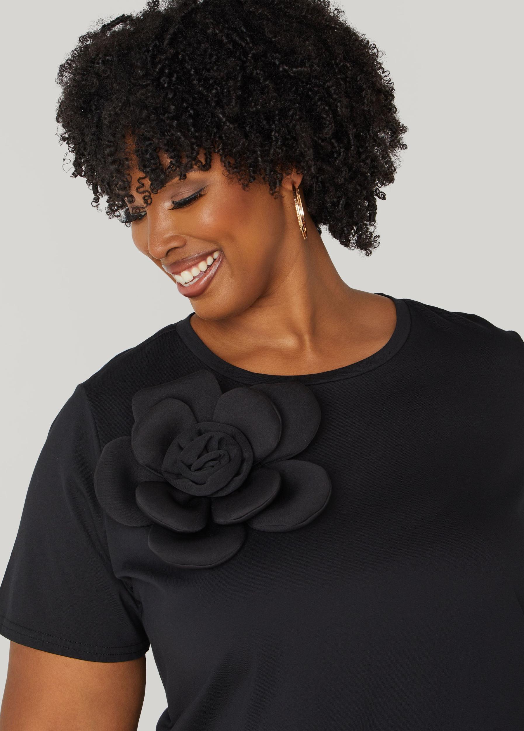 Mesh Paneled Rosette Tee Product Image